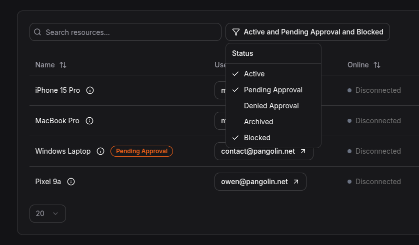 Client List Filters